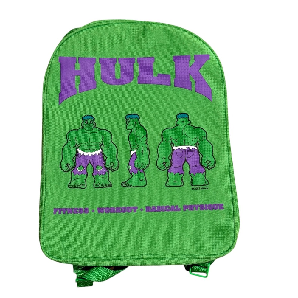 Marvel Hulk Backpack Kids Green 2002 Fitness Workout Radical Physique NWT